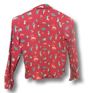 Cactus button down. Kids Perl snap. Girls western shirt. Pink long sleeve.